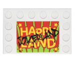 Tile, Modified 4 x 6 with Studs on Edges with Black 'JOKERLAND' Graffiti over Yellow 'HAPPY LAND' Pattern (Sticker) - Set 76035