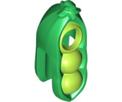 Minifigure, Headgear Head Cover, Costume Pea Pod with Lime Peas Pattern