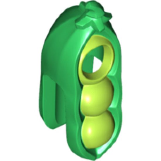 Minifigure, Headgear Head Cover, Costume Pea Pod with Lime Peas Pattern