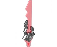 Minifigure, Weapon Sword with Geometric Snake and Diamond Shaped Hilt and Trans-Red Jagged Blade Pattern