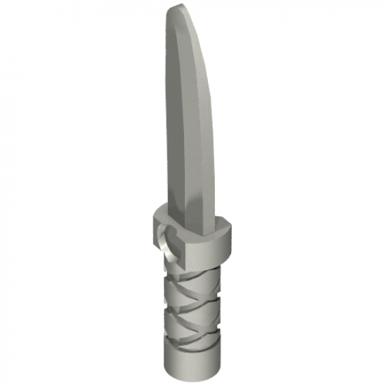 Minifigure, Weapon Knife with Flat Hilt End and Curved Blade, Cross Hatched Grip