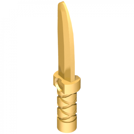 Minifigure, Weapon Knife with Flat Hilt End and Curved Blade, Cross Hatched Grip