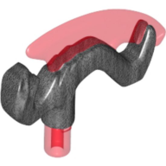 Minifigure, Weapon Axe Head with Snake and Trans-Red Curved Blade Pattern