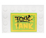 Tile, Modified 4 x 6 with Studs on Edges with Black 'TOXIC' Graffiti over Yellow 'DUNK TANK' Pattern (Sticker) - Set 76035