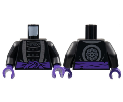 Torso Robe with Silver Hem over Armor, Dark Purple Sash, Flower Emblem on Back Pattern / Black Arms / Dark Purple Hands