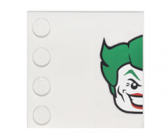 Tile, Modified 4 x 4 with Studs on Edge with Right Half The Joker Head on Transparent Background Pattern (Sticker) - Set 6857