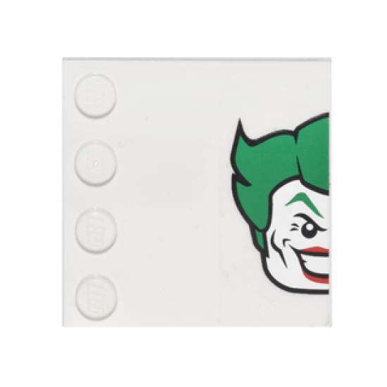 Tile, Modified 4 x 4 with Studs on Edge with Right Half The Joker Head on Transparent Background Pattern (Sticker) - Set 6857
