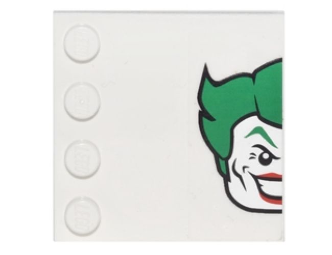 Tile, Modified 4 x 4 with Studs on Edge with Right Half The Joker Head on Transparent Background Pattern (Sticker) - Set 6857
