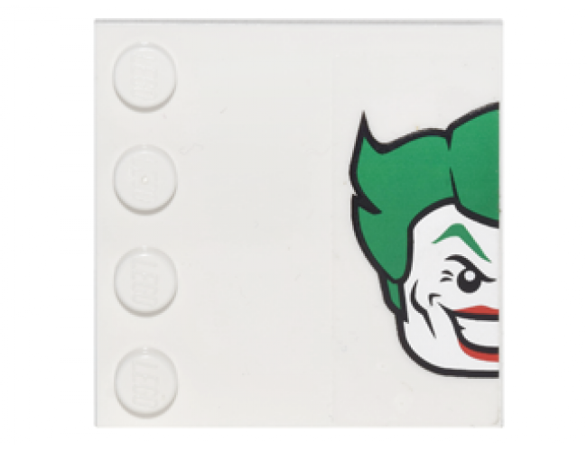 Tile, Modified 4 x 4 with Studs on Edge with Right Half The Joker Head on Transparent Background Pattern (Sticker) - Set 6857