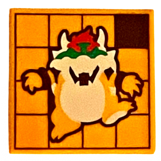 Tile 2 x 2 with Bowser and Squares Pattern