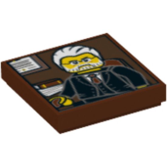 Tile 2 x 2 with Portrait of Male Minifigure with Gray Hair, Beard and Black Suit Pattern