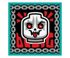 Tile 2 x 2 with BeatBit Album Cover - Skull with Red Eyes and Tongue Pattern