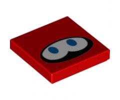 Tile 2 x 2 with White Eyes with Blue Pupils on Black Oval Pattern (Super Mario Huckit Crab Face)