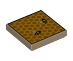 Tile 2 x 2 with Beehive Frame and 2 Bees Pattern