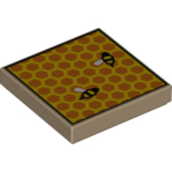 Tile 2 x 2 with Beehive Frame and 2 Bees Pattern