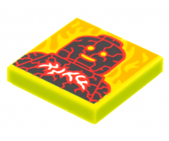 Tile 2 x 2 with BeatBit Album Cover - Lava Minifigure with Cracks and Fire Pattern