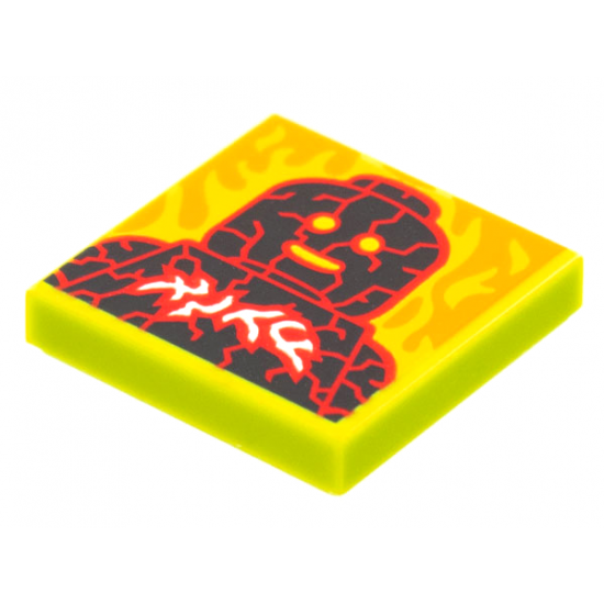 Tile 2 x 2 with BeatBit Album Cover - Lava Minifigure with Cracks and Fire Pattern