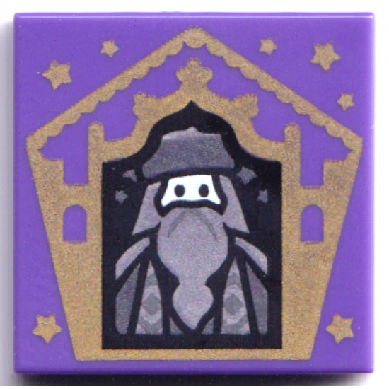 Tile 2 x 2 with HP Chocolate Frog Card Albus Dumbledore Gold Pattern