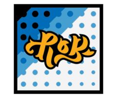 Tile 2 x 2 with BeatBit Album Cover - Yellow Title on White, Bright Light Blue and Blue Background with Dot Grid Pattern