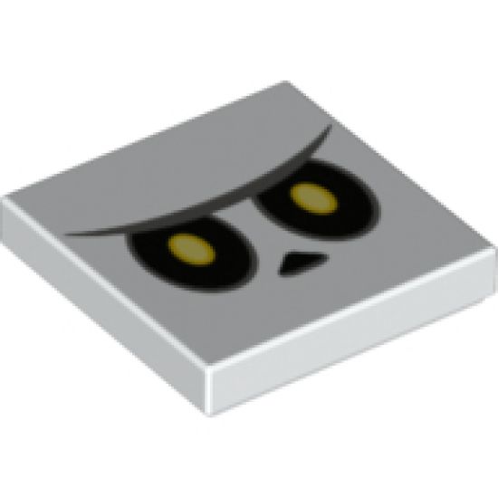 Tile 2 x 2 with Black Eyes with Yellow Pupils, Triangle Nose, Dark Bluish Gray Unibrow Pattern (Super Mario Bone Goomba Face)