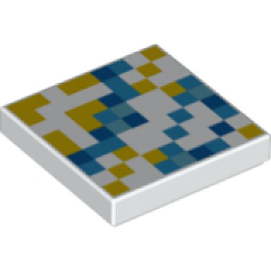 Tile 2 x 2 with Minecraft Pixelated Yellow, Dark Azure, Medium Azure, and Blue Glazed Terracotta Pattern