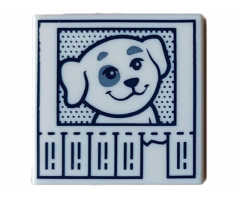 Tile 2 x 2 with Lost Dog Flyer with Dark Blue Frame and Tear-Off Strips Pattern