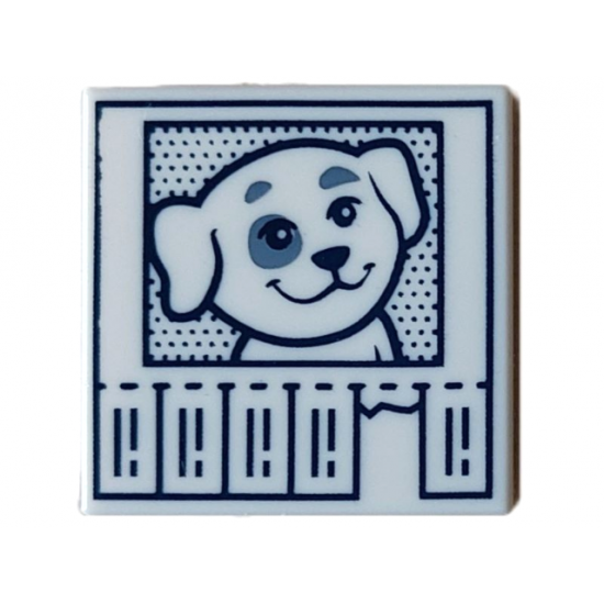 Tile 2 x 2 with Lost Dog Flyer with Dark Blue Frame and Tear-Off Strips Pattern