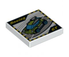 Tile 2 x 2 with 'Racing', 'GT' and Race Car Video Game Pattern