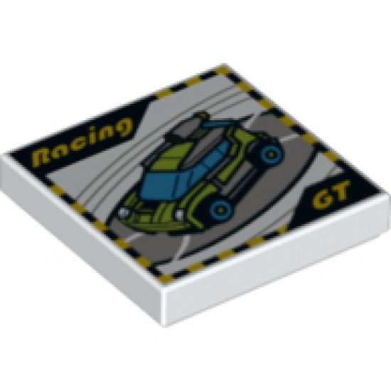 Tile 2 x 2 with 'Racing', 'GT' and Race Car Video Game Pattern