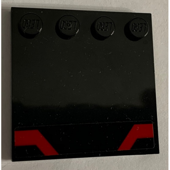 Tile, Modified 4 x 4 with Studs on Edge with Red Angled Stripes Pattern (Sticker) - Set 75190