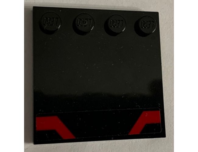 Tile, Modified 4 x 4 with Studs on Edge with Red Angled Stripes Pattern (Sticker) - Set 75190