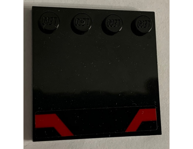 Tile, Modified 4 x 4 with Studs on Edge with Red Angled Stripes Pattern (Sticker) - Set 75190