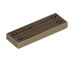 Tile 1 x 3 with Wood Grain and 4 Silver Nails Pattern