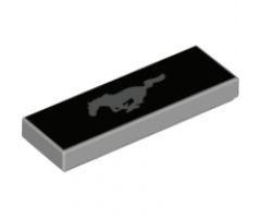 Tile 1 x 3 with Silver Ford Mustang Logo on Black Background Pattern