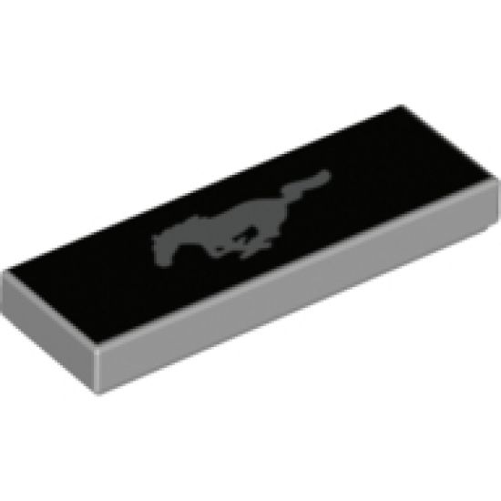 Tile 1 x 3 with Silver Ford Mustang Logo on Black Background Pattern