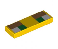 Tile 1 x 3 with Green Pupils and Medium Nougat Eyebrows Pattern (Ocelot)