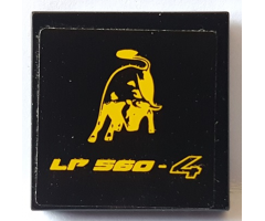 Tile 2 x 2 with Yellow Lamborghini Bull Logo and 'LP 560-4' Pattern (Sticker) - Set 8169