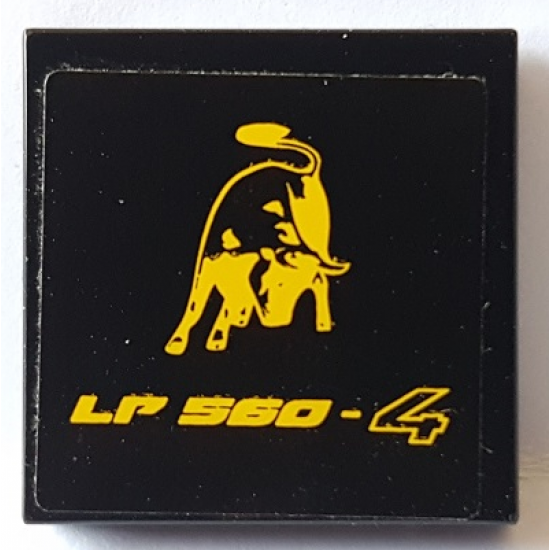 Tile 2 x 2 with Yellow Lamborghini Bull Logo and 'LP 560-4' Pattern (Sticker) - Set 8169