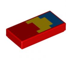 Tile 1 x 2 with Pixelated Yellow and Blue Pattern (Minecraft Parrot Wing)