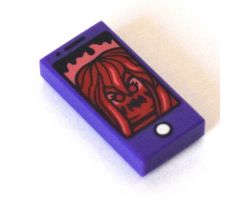 Tile 1 x 2 with Cell Phone / Smartphone and Dark Red Ghost Pattern