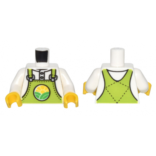 Torso Lime Overalls with Bright Green Hills and Yellow Sun over Shirt Pattern / White Arms / Yellow Hands