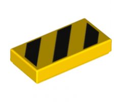 Tile 1 x 2 with Black and Yellow Danger Stripes (Large Yellow Corners) Pattern