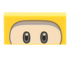 Tile 1 x 2 with Black and Dark Bluish Gray Eyes on White Background, Light Bluish Gray Curved Line Pattern (Super Mario Dorrie)