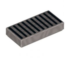 Tile 1 x 2 with Black Grille Pattern - 10 Bars