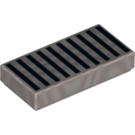 Tile 1 x 2 with Black Grille Pattern - 10 Bars