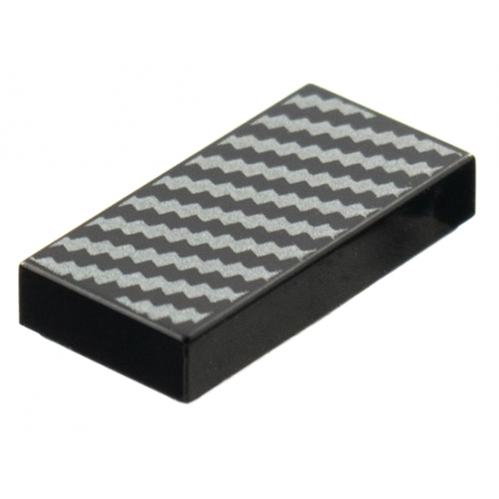 Tile 1 x 2 with Silver Diagonal Zigzag Lines Pattern