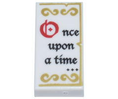 Tile 1 x 2 with Black and Red 'Once upon a time...' and Gold Decorations Pattern