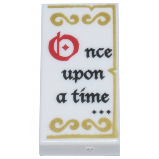 Tile 1 x 2 with Black and Red 'Once upon a time...' and Gold Decorations Pattern