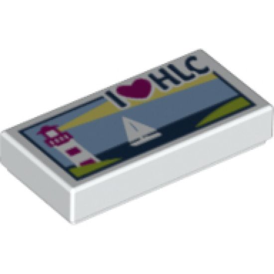 Tile 1 x 2 with Lighthouse, Sailboat and 'I Heart HLC' Pattern