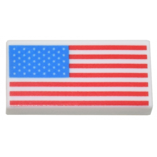 Tile 1 x 2 with United States Flag Pattern